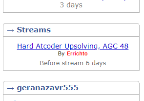 Streams in sidebar